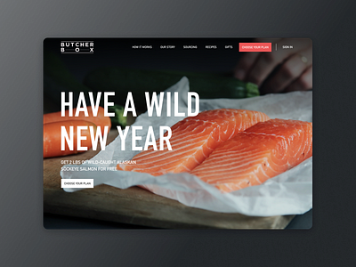 Butcher Box New Year Design black butcher dark ui landing page