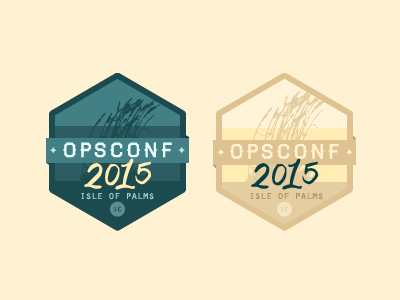 Badges / OpsConf beach beige blue conf conference gold grass hand haymaker lettering orator yellow