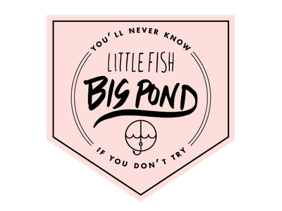 Badges / Little Fish, Big Pond badge drawing hand lettering icon pink