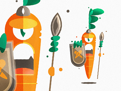 Carrot Knight brand branding carrot carrots character design illustration knight logo mark monster shield spear vector vegetable warrior
