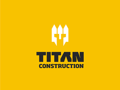 TITAN construction - White picket fence + Helmet brand branding construction design fence helmet illustration logo mark titan vector yellow