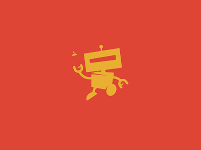 Brandbot - Robot / pencil negative space pencil red robot yellow