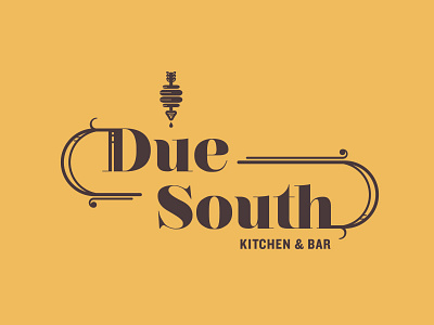 Due South Logo (Unused) arrow brand branding brown honey logo ornamental vintage yellow