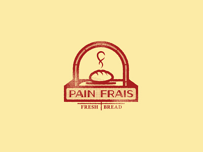 Pain Frais - Fresh Brread arch brand bread fresh logo mark red steam tan yellow