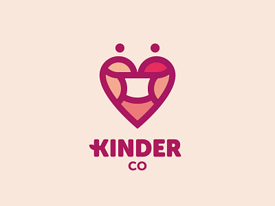 Kinder Co - Masks and accessories ( Heart + Mask + People ) brand branding design heart illustration logo love mark mask person vector