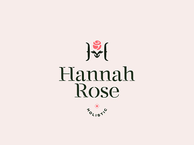 Hannah Rose Holistic ( H + Rose + Hands ) black brand branding design hands illustration logo mark medicine red rose typography vector