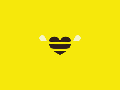 Bee / heart mark bee black flat fly heart insect logo love yellow