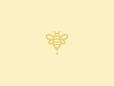 Bee mark bee clean drip flat lines logo mark tan yellow