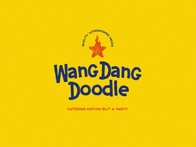 WangDangDoodle Catering brand branding design fire illustration logo mark star typography vector wood yellow