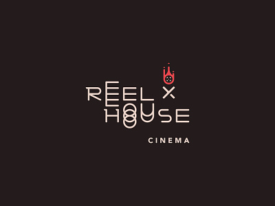 Reel House Cinema - Reel Production Company brand branding campfire cinema design fire graphic design illustration logo mark movie reel typography ui ux vector