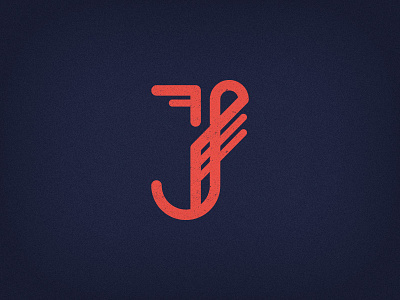 J blue j letter mono red type