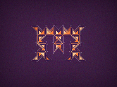 M letter line m orange purple sharp spikes type yellow