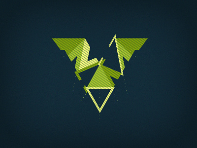 V blue green line shattered triangle v