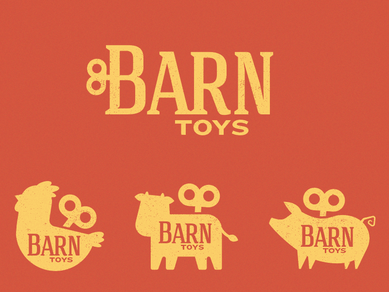 Barn Toys barn chicken cow identity logo pig toy toys wind up