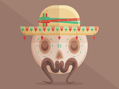 Death Fiesta day dead mustache skull sombrero