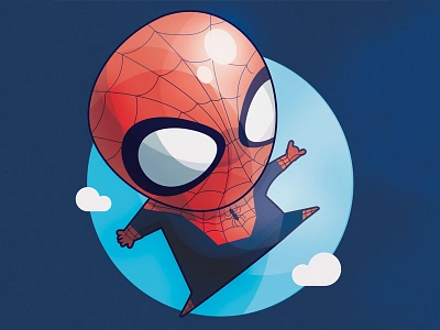 Chibi Spiderman Bighead sticker blue chibi man red spider sticker