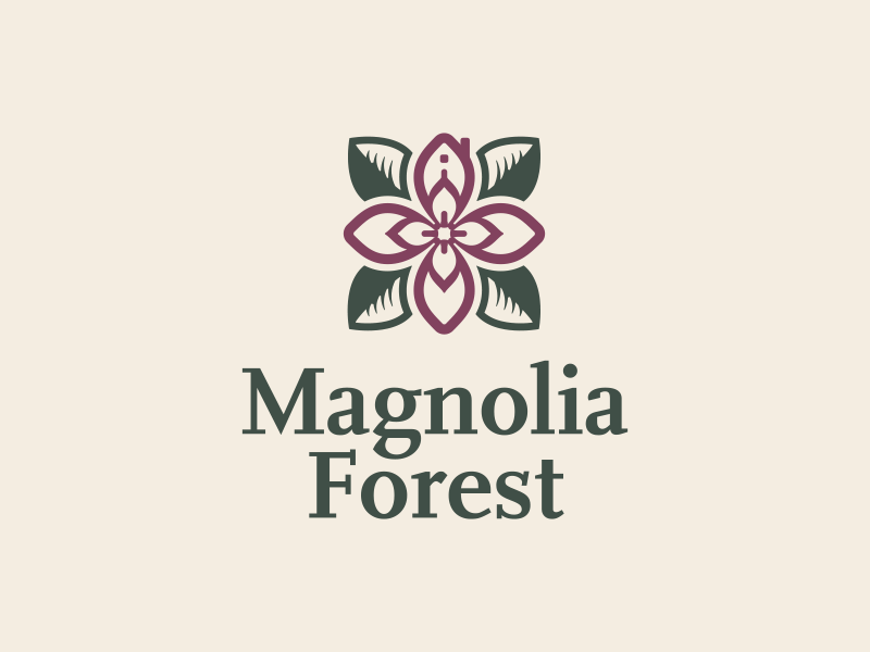 Magnolia Forest logo brand flower forest house leaf logo magnolia mark tree