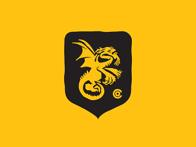 Jabberwocky Heraldry Crest black brand crest dragon herald jabberwocky logo mark monster shield yellow