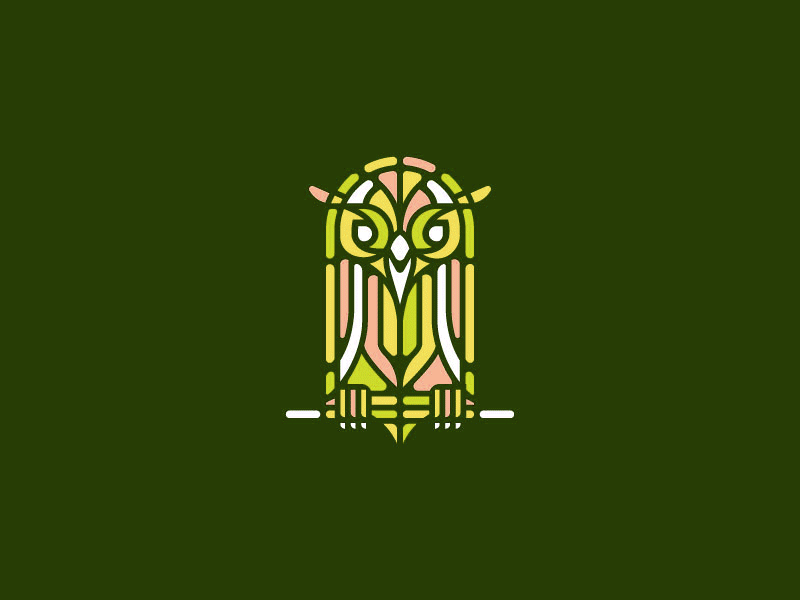 Stained-Glass Owl Color Options brand color glass green logo owl stained