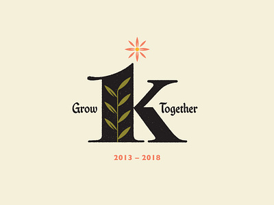 1K Followers - Thanks everyone 1k brand branding design flower followers grow growth icon illustration logo mark type typography vector