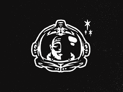 Inktober day 8 - Star = Old man astronaut black brand design icon illustration line logo mark