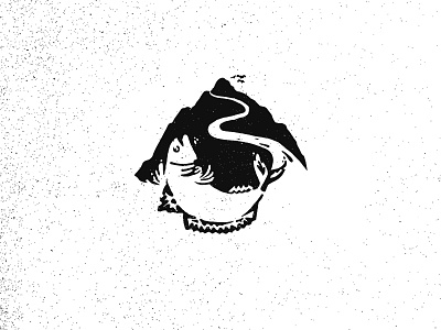 Inktober10 - Flowing black brand design fish flowing illustration logo mark mountain