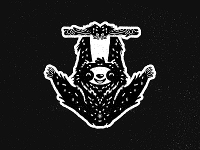 Inktober26 Stretchy ( Sloth Stretching ) black brand design illustration logo mark sloth tree