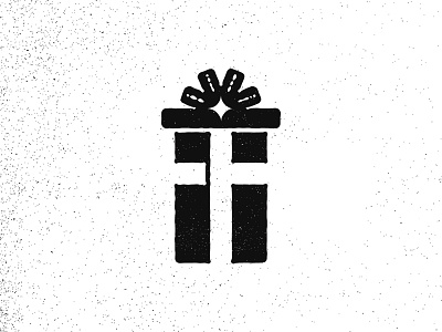 Inktober28 Gift ( Present + cross/Star of Bethlehem ) black brand design illustration logo mark