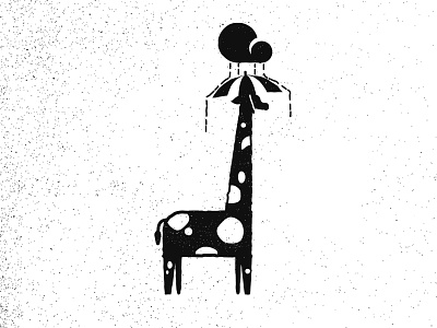 Inktober30 Jolt = Giraffe wearing umbrella hat black brand cloud design giraffe illustration jolt logo mark storm