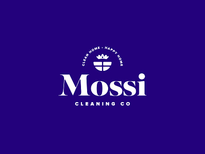 Mossi Cleaning Co blue brand branding clean crown design house illustration logo maid mark typography vector window
