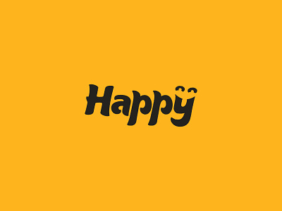 Happy type treatment brand branding design happy icon illustration joy laugh logo mark smile typography vector yellow