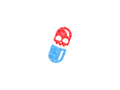 Placebo = Skull + Pill blue brand design drug drugs illustration logo mark pill placebo red skull