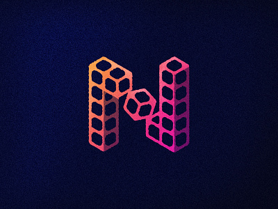36 days of type challenge: N blocks brand branding cubes geometric illustration logo mark n type typography vector