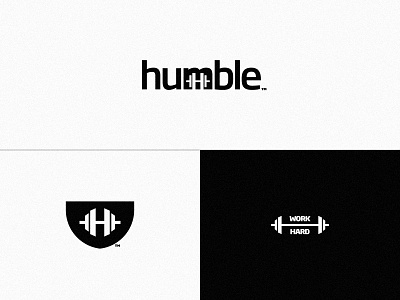 Humble Performance Training barbell black brand branding design gym logo mark performance shield training type typography vector weight