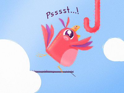 The Psst Psst Bird bird childrens book design illustration secret vector worm