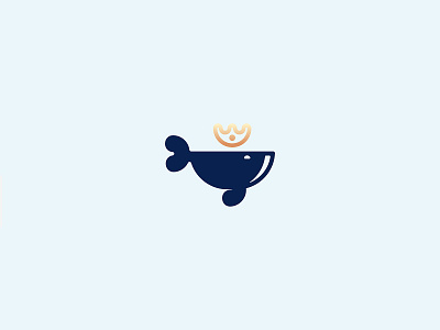 Circle Whale blue brand branding crown design icon illustration logo mark spout water whale