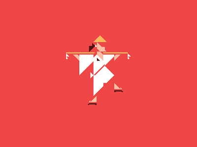 Legend of the Triangle Warrior battle brand design fight icon illustration logo mark ninja red samurai staff triangle vector warrior