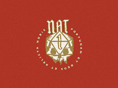 Nat 1 - DND brand branding d20 design dice dnd dragon dungeon illustration logo mark monster skull typography vector