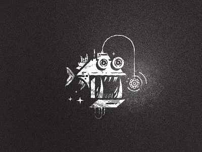 Inktober3 bait - Mechanized Angler fish angler bait black brand branding design fish illustration inktober inktober2019 logo mark mech monster robot vector