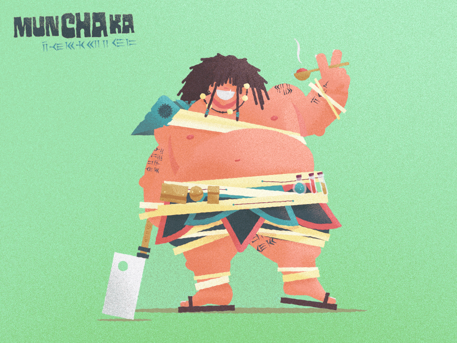 Munchaka Marrowmoore - DND character butcher character chef cook design dnd dungeon illustration islander monster shell vector warrior