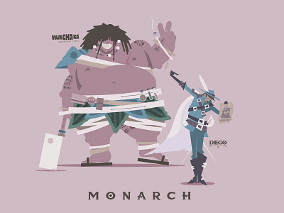 Munchaka & Diego – DND party barbarian brand branding chef cook criminal design dnd illustration islander logo maori mark monster pirate sword typography ux vector warrior