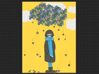 Flower Rain flowers illustration procreate spring yellow