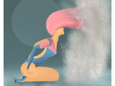 Dusty hair. Movement #2. ballerina dark illustration pink hair procreate