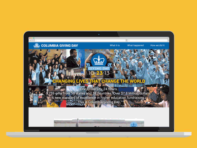 Columbia University Giving Day Microsite - Animated Gif animated gif web design