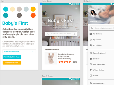 Research-Based Product Design - Baby's First App adobe xd android calm columbia university google material design natural parenting product design ui ux