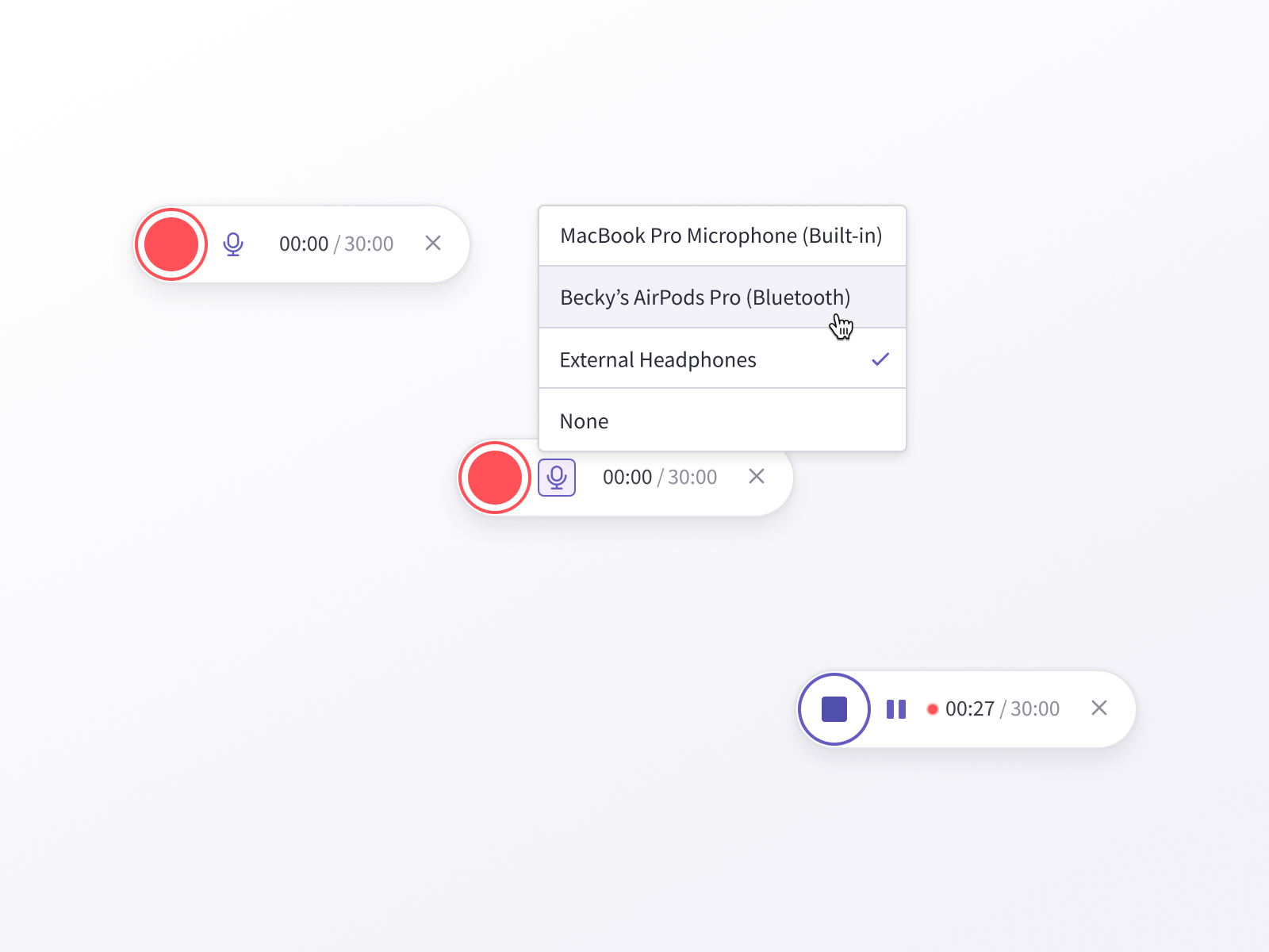Screen Recording Widget by Kelvin O'Shea on Dribbble