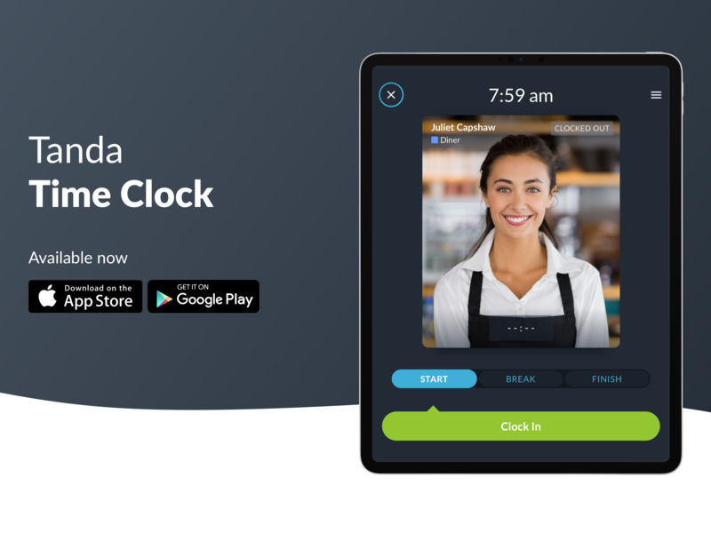 Tanda Time Clock android tablet animation development ipad product design react native tablet time clock ui ux ux ui design workforce