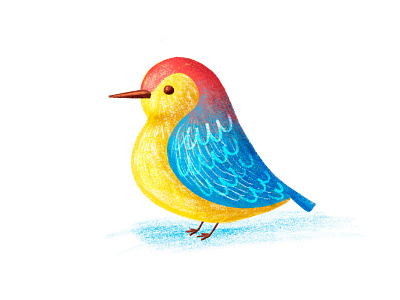 Birdie bird bird illustration birdie blue character children colorful colors cute drawing hand drawn happy kids procreate red yellow