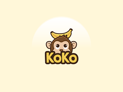 Koko the monkey banana brown cute kids monkey yellow