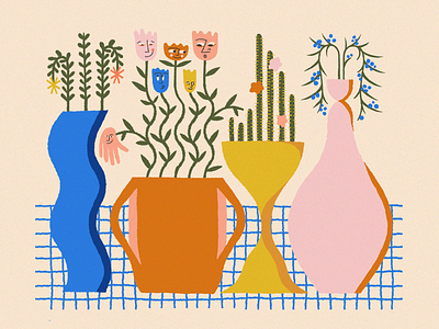 JOY / 06 color flowers illustration joy procreate texture vases
